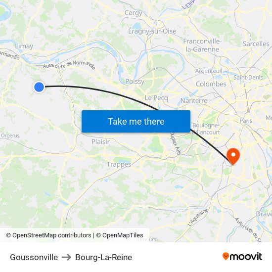 Goussonville to Bourg-La-Reine map