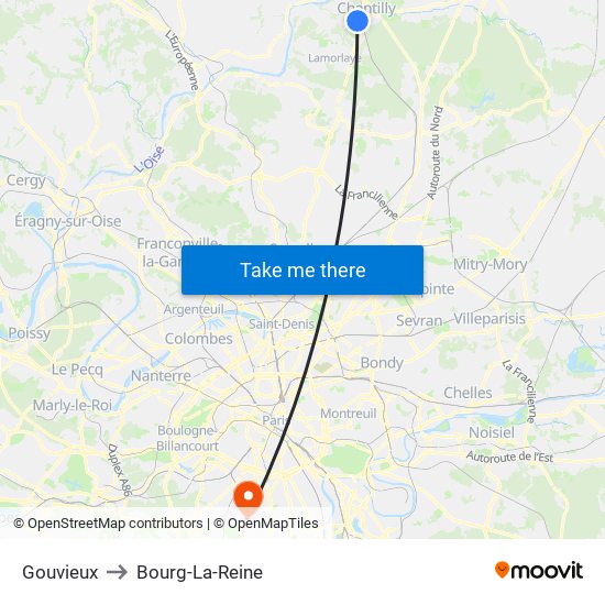 Gouvieux to Bourg-La-Reine map