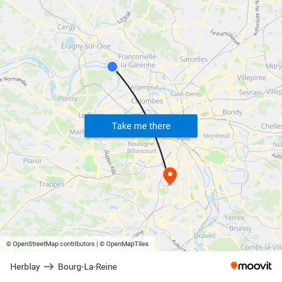 Herblay to Bourg-La-Reine map