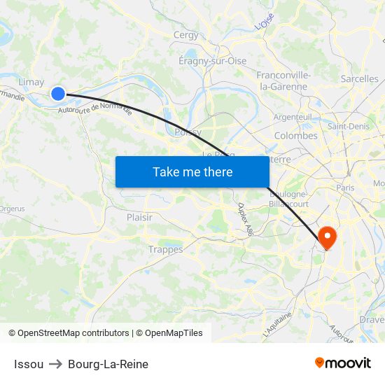 Issou to Bourg-La-Reine map