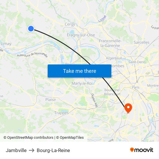 Jambville to Bourg-La-Reine map