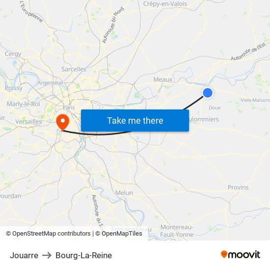 Jouarre to Bourg-La-Reine map