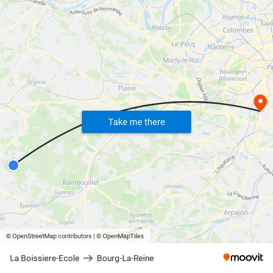 La Boissiere-Ecole to Bourg-La-Reine map