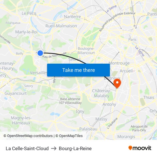 La Celle-Saint-Cloud to Bourg-La-Reine map