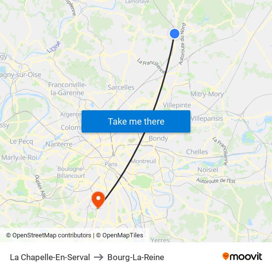 La Chapelle-En-Serval to Bourg-La-Reine map