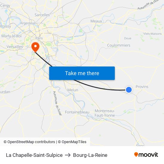La Chapelle-Saint-Sulpice to Bourg-La-Reine map