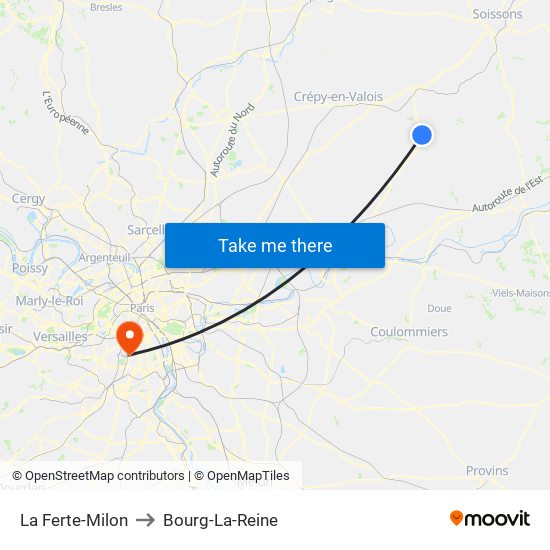 La Ferte-Milon to Bourg-La-Reine map