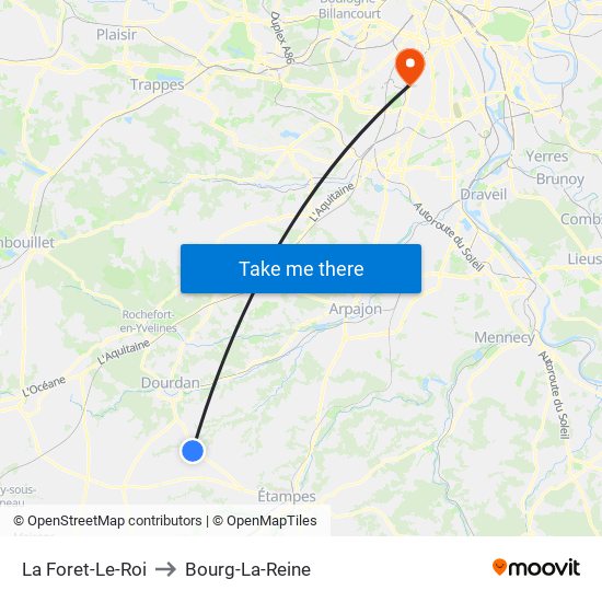La Foret-Le-Roi to Bourg-La-Reine map