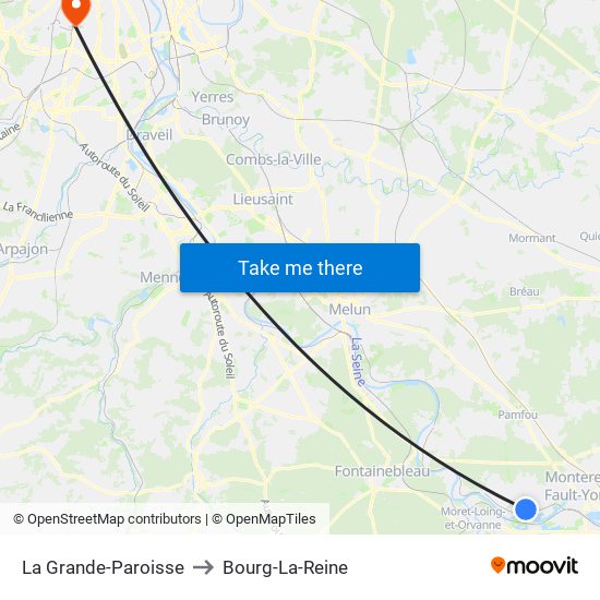 La Grande-Paroisse to Bourg-La-Reine map