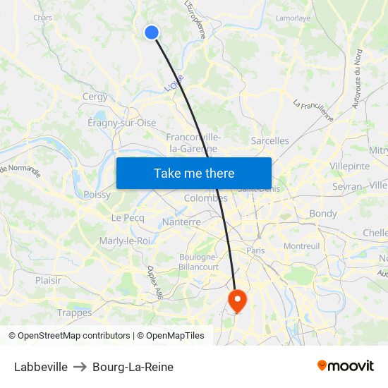Labbeville to Bourg-La-Reine map