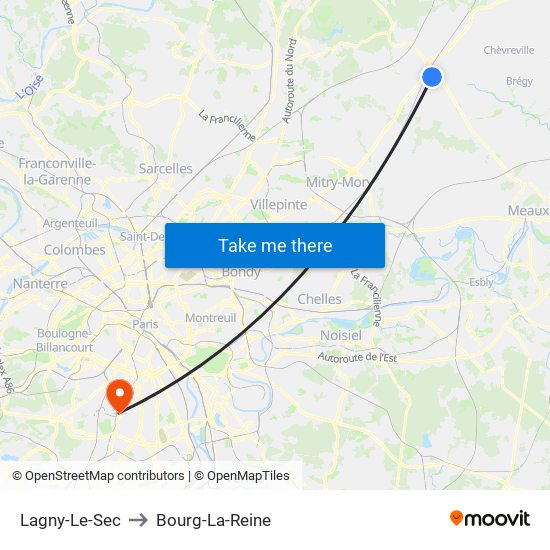 Lagny-Le-Sec to Bourg-La-Reine map