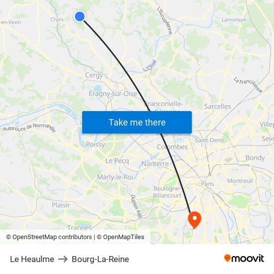 Le Heaulme to Bourg-La-Reine map