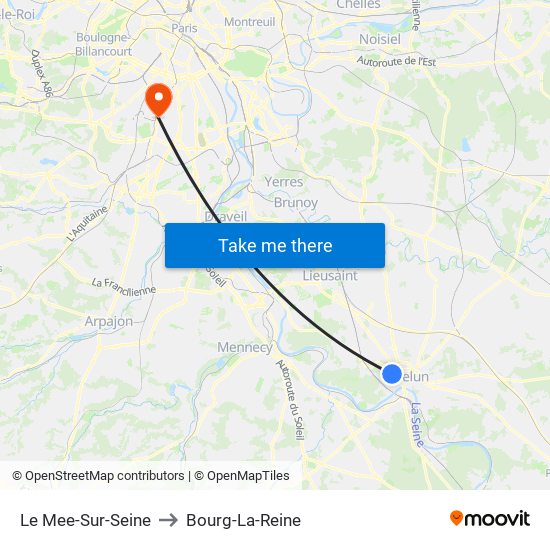 Le Mee-Sur-Seine to Bourg-La-Reine map