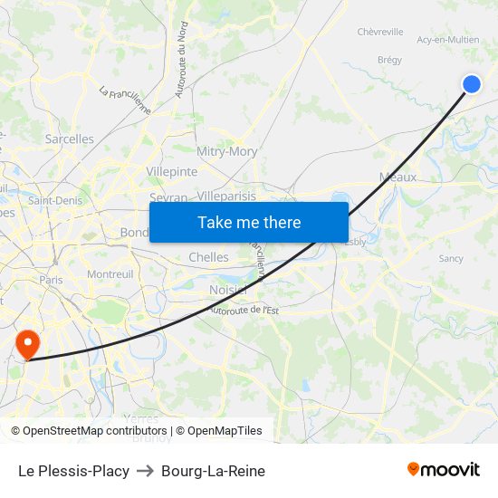 Le Plessis-Placy to Bourg-La-Reine map