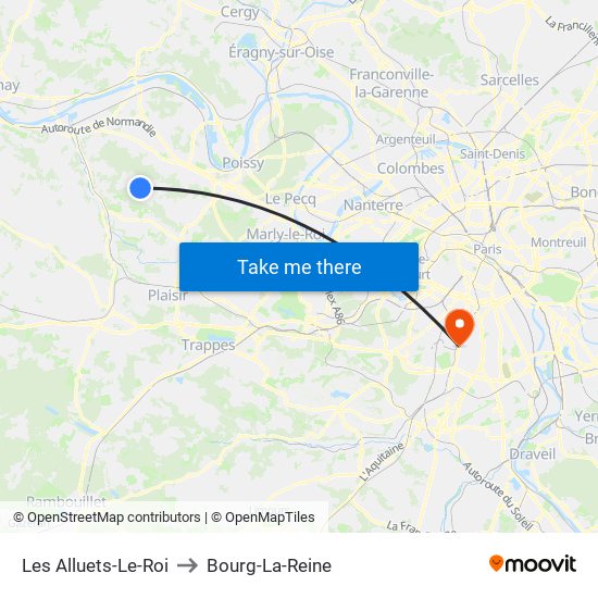 Les Alluets-Le-Roi to Bourg-La-Reine map