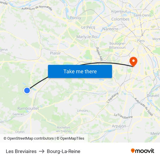 Les Breviaires to Bourg-La-Reine map