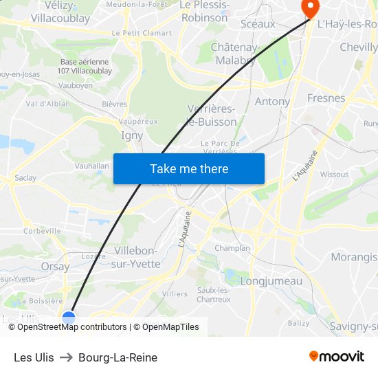 Les Ulis to Bourg-La-Reine map