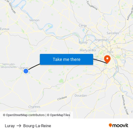 Luray to Bourg-La-Reine map