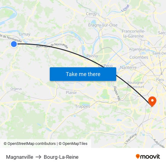 Magnanville to Bourg-La-Reine map