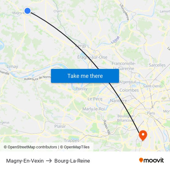 Magny-En-Vexin to Bourg-La-Reine map