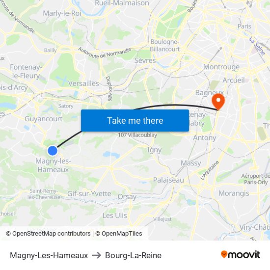 Magny-Les-Hameaux to Bourg-La-Reine map