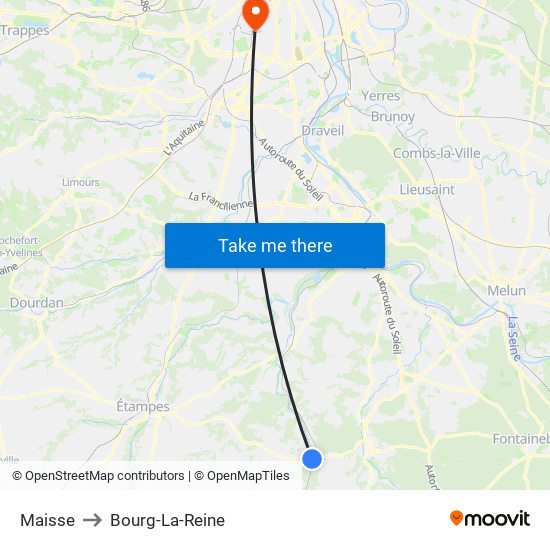 Maisse to Bourg-La-Reine map