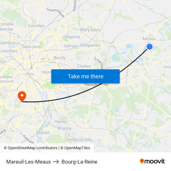 Mareuil-Les-Meaux to Bourg-La-Reine map