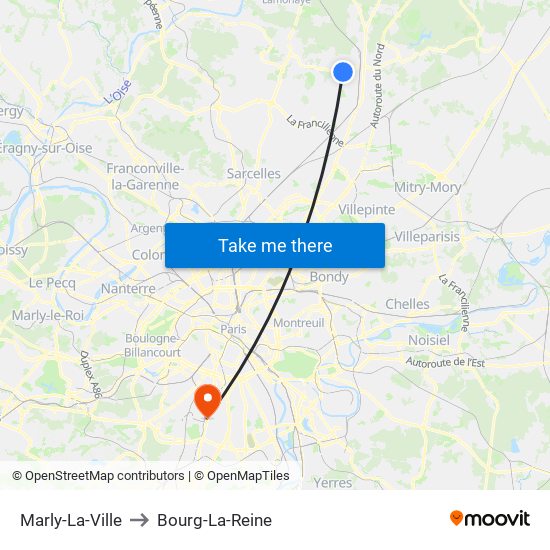 Marly-La-Ville to Bourg-La-Reine map