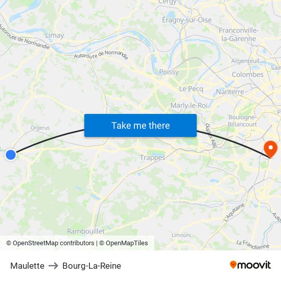 Maulette to Bourg-La-Reine map