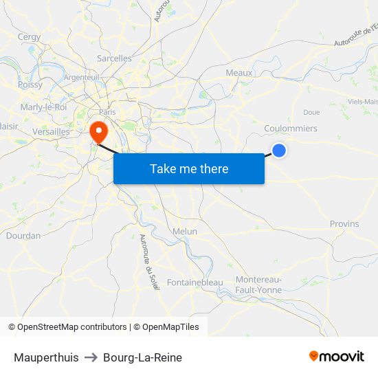 Mauperthuis to Bourg-La-Reine map
