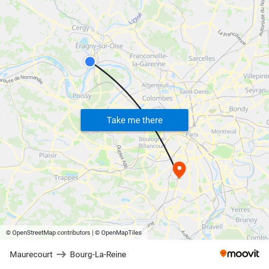 Maurecourt to Bourg-La-Reine map