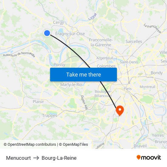 Menucourt to Bourg-La-Reine map