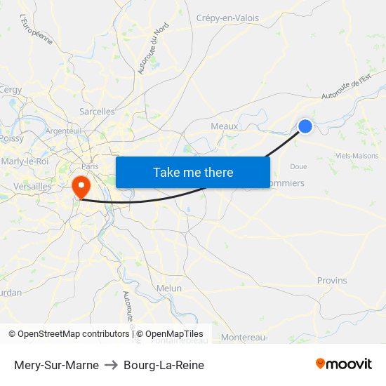 Mery-Sur-Marne to Bourg-La-Reine map