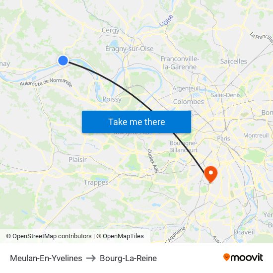 Meulan-En-Yvelines to Bourg-La-Reine map