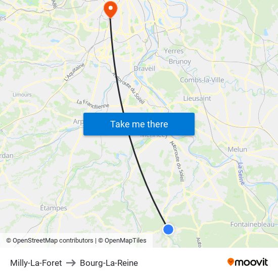 Milly-La-Foret to Bourg-La-Reine map