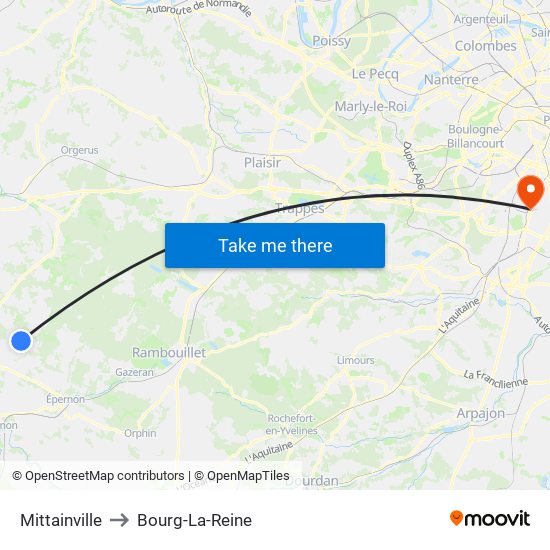 Mittainville to Bourg-La-Reine map