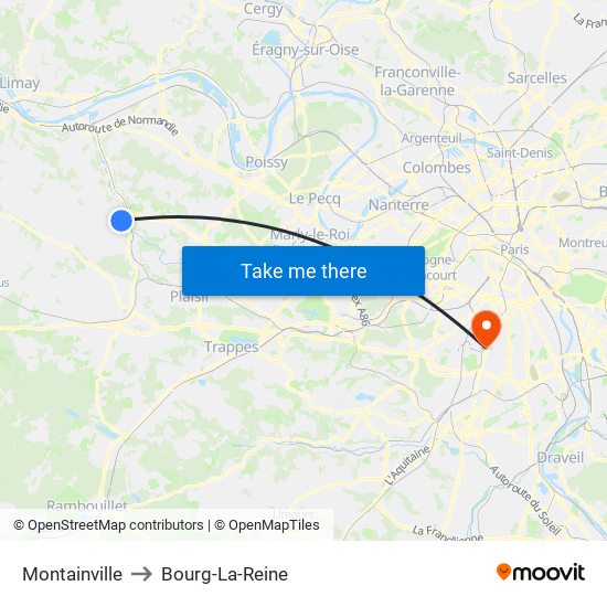 Montainville to Bourg-La-Reine map