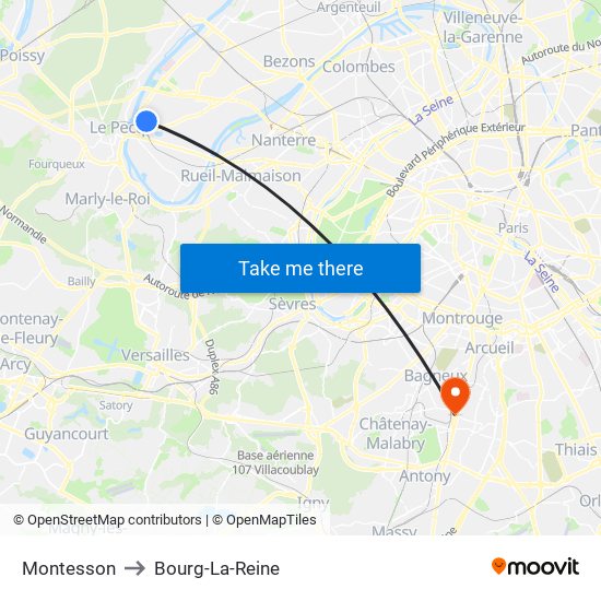 Montesson to Bourg-La-Reine map