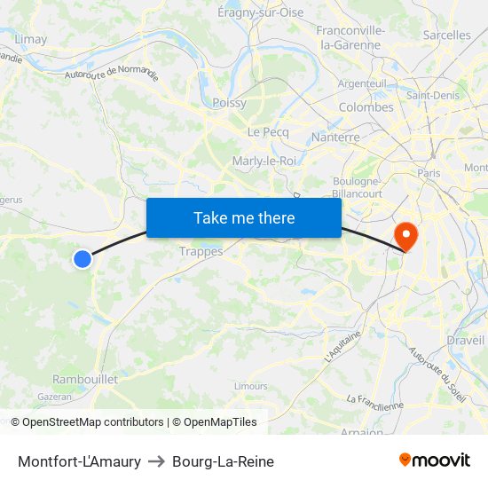Montfort-L'Amaury to Bourg-La-Reine map