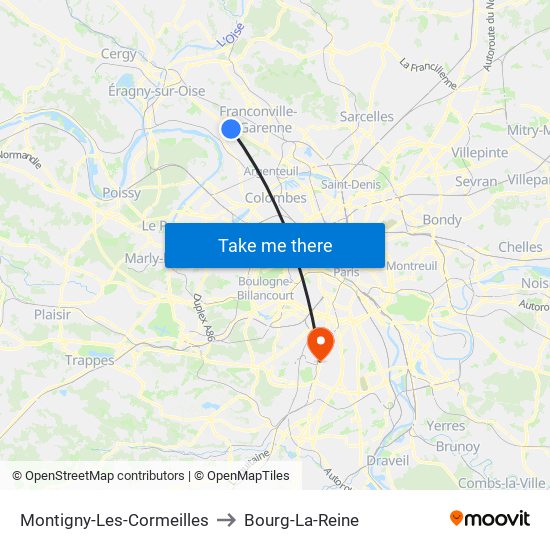 Montigny-Les-Cormeilles to Bourg-La-Reine map