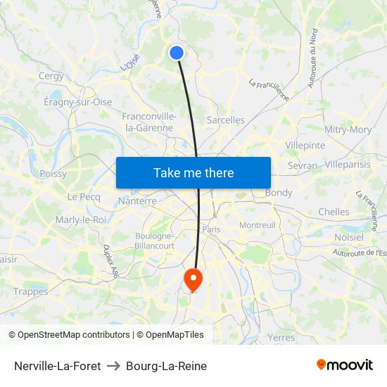 Nerville-La-Foret to Bourg-La-Reine map