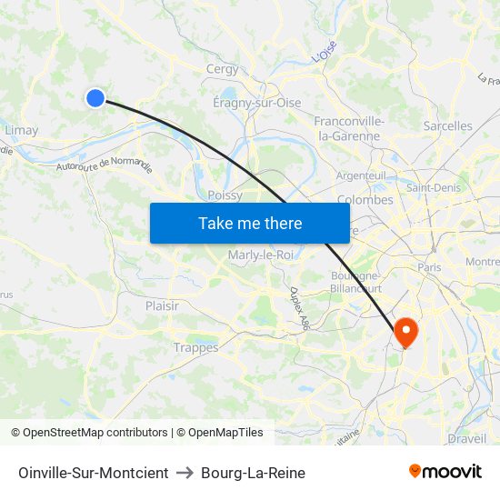 Oinville-Sur-Montcient to Bourg-La-Reine map