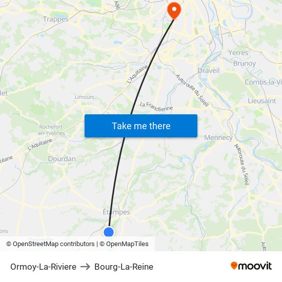 Ormoy-La-Riviere to Bourg-La-Reine map
