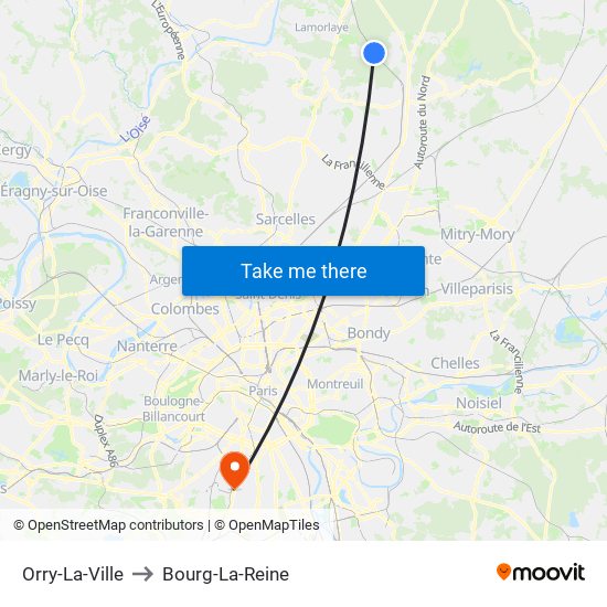 Orry-La-Ville to Bourg-La-Reine map