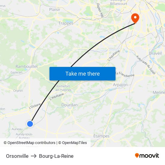 Orsonville to Bourg-La-Reine map