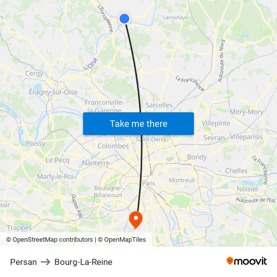 Persan to Bourg-La-Reine map