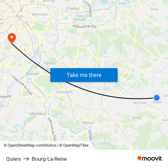 Quiers to Bourg-La-Reine map