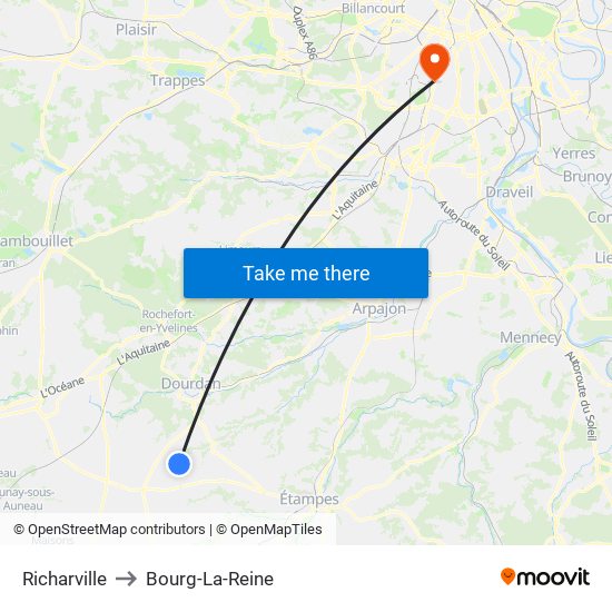 Richarville to Bourg-La-Reine map