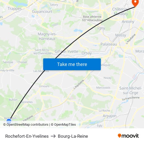 Rochefort-En-Yvelines to Bourg-La-Reine map