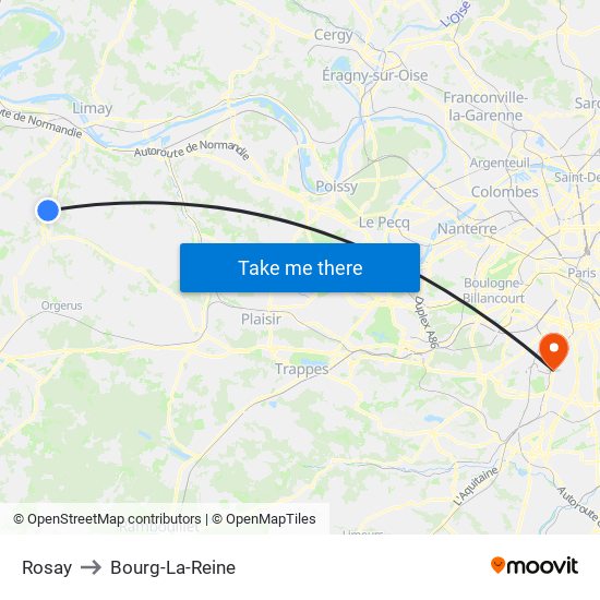 Rosay to Bourg-La-Reine map